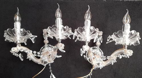 Adv 25 set 2 kristallen wand lampjes, Antiek en Kunst, Antiek | Lampen, Ophalen of Verzenden
