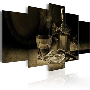 938 Sigaar Whiskey 5 Luik Canvas Schilderij 200x100cm