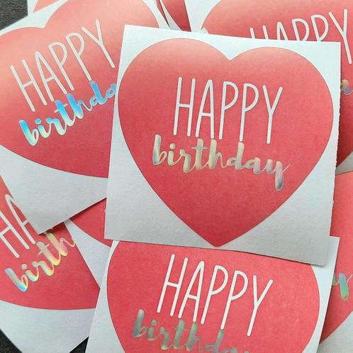 Sluitstickers hart happy birthday stickers verjaardag folie, Hobby en Vrije tijd, Stickers en Plaatjes, Nieuw, Meerdere stickers