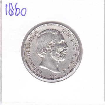 Zilveren gulden 1860 Willem 3 voor 24 euro