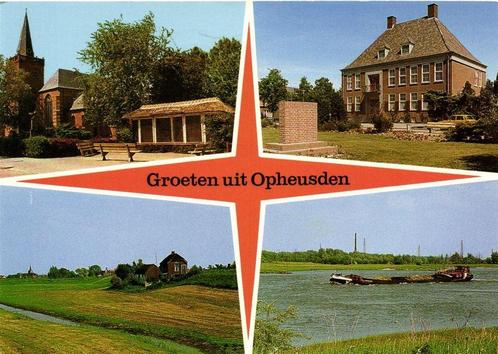 Groeten uit Opheusden - 4 afb o.a. gezicht op - 1990 gelopen, Verzamelen, Ansichtkaarten | Nederland, Gelopen, Overijssel, 1980 tot heden