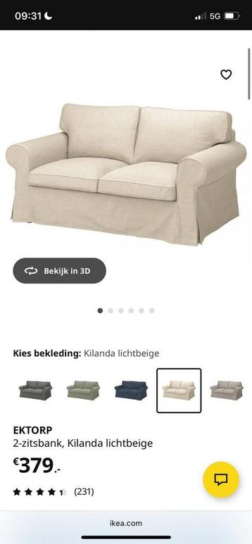 Mooi zgan 2 zit bank + hocker IKEA Ektorp kleur zand beige - afbeelding 3 Mooi zgan 2 zit bank + hocker IKEA Ektorp kleur zand beige - afbeelding 3