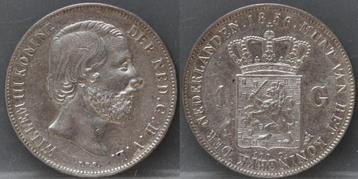 Prachtige zilveren 1 gulden 1856 - Willem 3