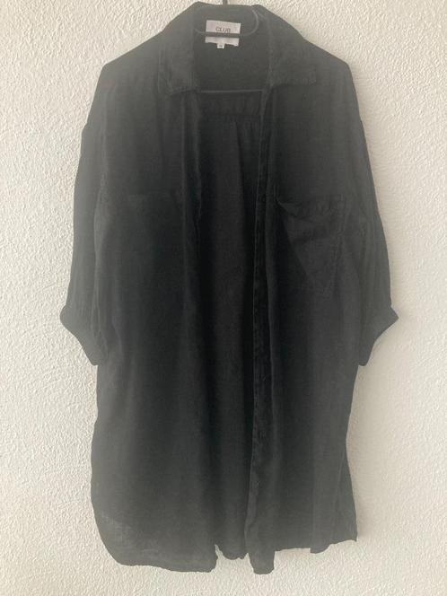 Club L’avenir linnen blouse jurk wijde pof mouw, Kleding | Dames, Blouses en Tunieken, Zo goed als nieuw, Maat 36 (S), Zwart, Verzenden