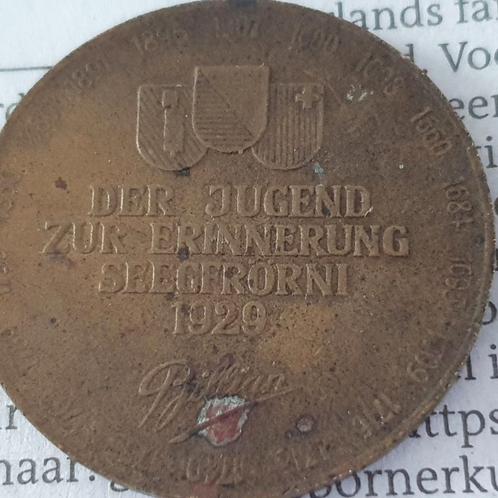 Der Jugend Zur Erinnerung Seegfrorni 1929 koperen herdenki, Postzegels en Munten, Penningen en Medailles, Overige materialen, Buitenland