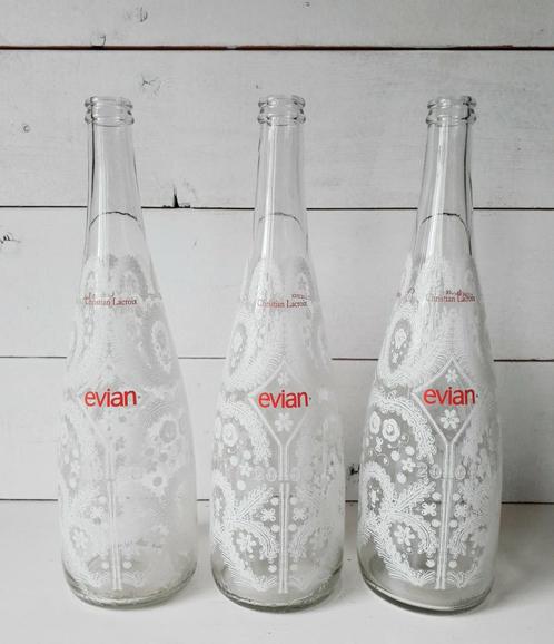 3x fles Evian Christian Lacroix 2008, Verzamelen, Merken en Reclamevoorwerpen, Gebruikt, Verpakking, Ophalen of Verzenden