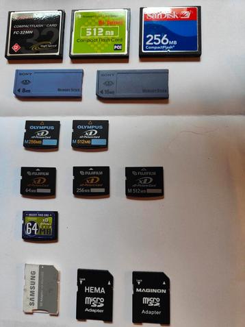 Compact Flash, Memorystick en xD picture card