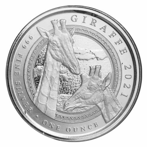 2021 Equatorial Guinea 1 oz Silver Giraffe BU, Postzegels en Munten, Edelmetalen en Baren, Zilver, Ophalen of Verzenden