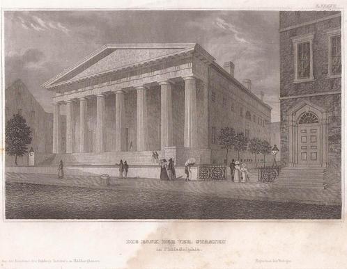 Philadelphia Die Bank der Ver. Staaten 1846 Ver.Staten Ameri, Antiek en Kunst, Kunst | Etsen en Gravures, Ophalen of Verzenden