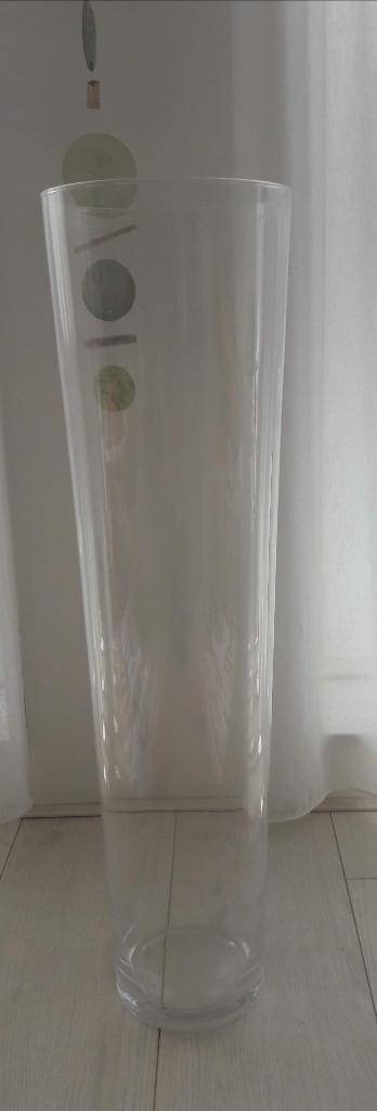 Glazen conische vaas 70cm:droogbloemen,kerst:ballen/lichtjes
