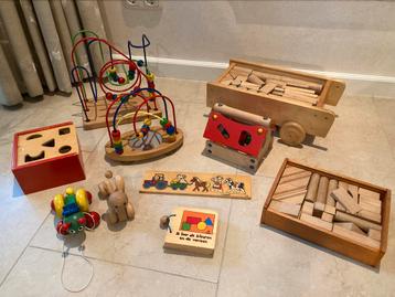 Groot pakket houten speelgoed blokkendoos spiraal puzzel 