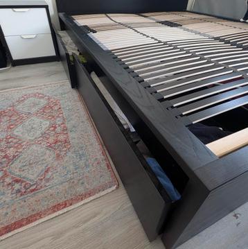 Ikea Malm zwart bedframe 160x200 + Leirsund lattenbodems - afbeelding 2 Ikea Malm zwart bedframe 160x200 + Leirsund lattenbodems - afbeelding 2