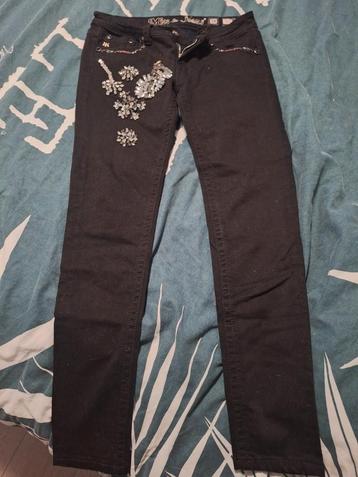 Zwarte jeans met bling bling 38