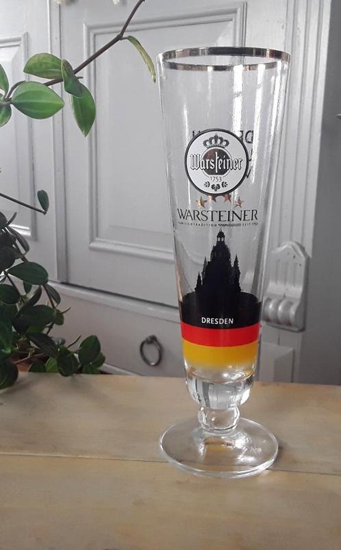 Warsteiner bierglas - Duits - Duitsland - Dresden, Verzamelen, Biermerken, Gebruikt, Glas of Glazen, Overige merken, Ophalen of Verzenden