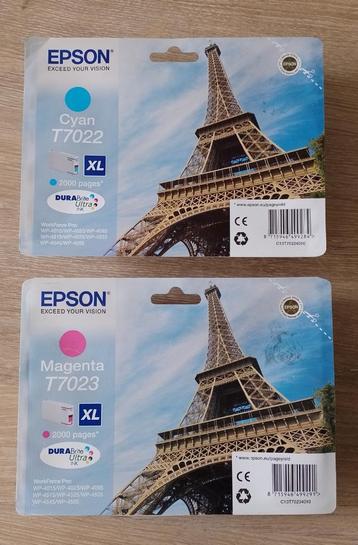 2 Epson t7022 t7023 inkt xl cartridge cyaan magenta c m 21ml