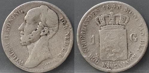 Schaarse 1 gulden 1843  Willem 2, Postzegels en Munten, Munten | Nederland, Losse munt, 1 gulden, Koning Willem II, Zilver, Verzenden