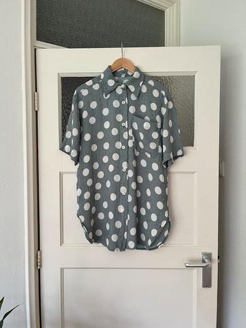 Vintage blouse stippen / viscose en zijde