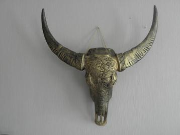Bizon schedel met gegraveerde indiaan gebronsd