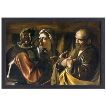 De ontkenning van Sint-Pieter - Caravaggio canvas + baklijst