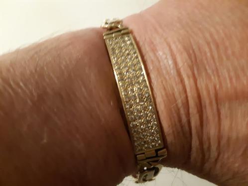 Gouden Heren Armband, Sieraden, Tassen en Uiterlijk, Armbanden, Zo goed als nieuw, Goud, Goud, Met strass, Ophalen of Verzenden