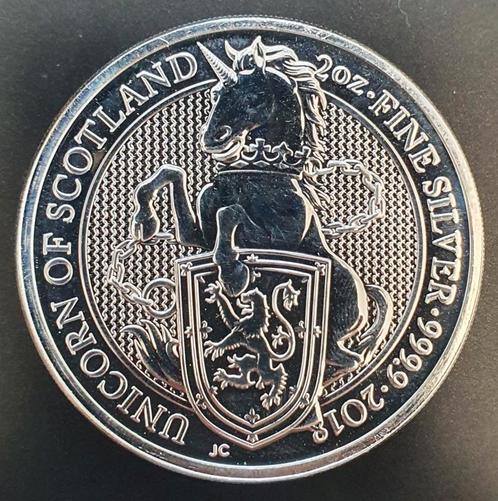 2 oz Queen's Beasts Unicorn of Scotland Zilver Munt 2018, Postzegels en Munten, Edelmetalen en Baren, Zilver, Ophalen of Verzenden