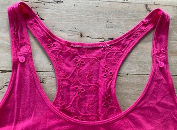 Lange zomerjurk maxi jurk hemdjurk fel roze maat M of L 
