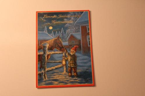 Paarden Postkaart - Kabouter aait Paard, Nacht , Finland, Verzamelen, Ansichtkaarten | Dieren, Gelopen, 1980 tot heden, Paard