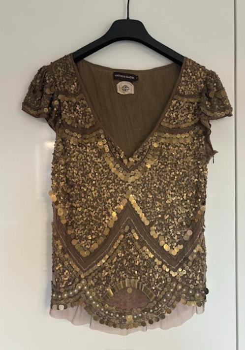 Prachtige gouden pailletten shirt van  Antik Batik in maat S, Kleding | Dames, T-shirts, Zo goed als nieuw, Maat 36 (S), Overige kleuren
