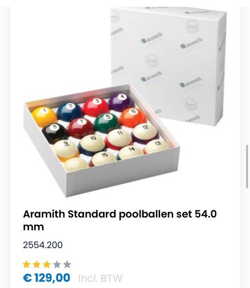 Aramith Standaard poolballen set 54 mm, Sport en Fitness, Biljarten en Poolen, Nieuw, Keu of Ballen, Ophalen of Verzenden