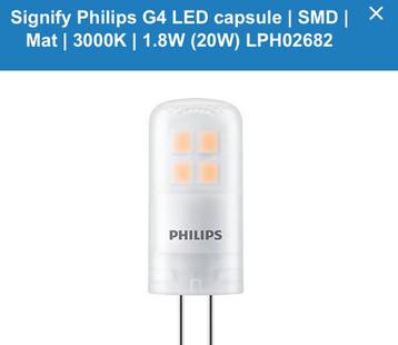 5 stuks Philips G4 LED capsule | SMD | Mat | 3000K | 1.8W 