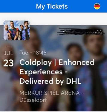 Coldplay early entry experience tickets Düsseldorf 23 juli