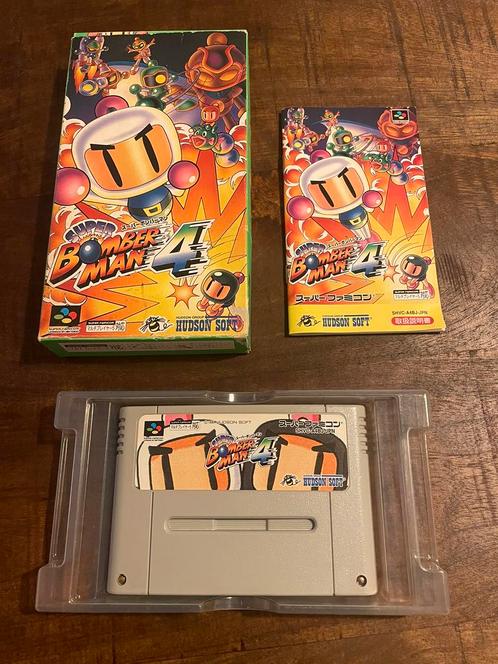 Super Bomberman 4 SNES Super Nintendo SFC CIB NTSC-J, Spelcomputers en Games, Games | Nintendo Super NES, Zo goed als nieuw, Vanaf 3 jaar