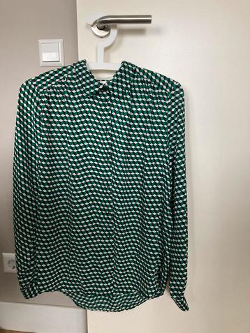 H&M maat 38/M geblokte blouse groen zwart wit