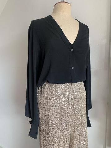 Mauro Grifoni zijde blouse zwart IT 48= NL M/38 - L/40