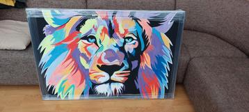 Schilderij Neon leeuw 80x120 cm