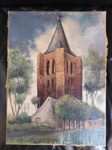 olieverfschilderij Oude Toren Woensel Eindhoven FvdB ca 1950