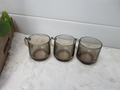 3x Moccona thee / koffieglas van Douwe Egberts rookglas, Huis en Inrichting, Keuken | Servies, Zo goed als nieuw, Glas of Glazen