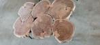 Salontafel gemaakt van zes acaciahouten bladen van 5cm dik