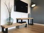 Eiken Tv meubel hoog-laag, Nieuw, 200 cm of meer, Minder dan 100 cm, Teakhout