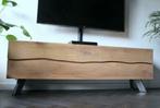 UNIEK zwevend tv-meubel massief eikenhout 2 kleppen of lades