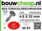 SCHROEVEN EN SPIJKERS MET COLORKOP BOUWCHEAP, Nieuw, Rvs, Ophalen of Verzenden, Schroeven