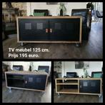 Industrieel tv meubel met lockers, 100 tot 150 cm, Nieuw, Ophalen of Verzenden, Metaal