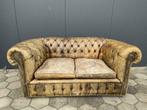 Oude Chesterfield bank cognac GRATIS BEZORGD!, Gebruikt, Ophalen of Verzenden, 200 tot 250 cm, Leer