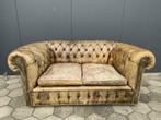 Oude Chesterfield bank cognac GRATIS BEZORGD!, Leer, Ophalen of Verzenden