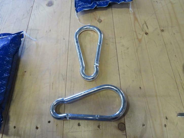 karabijnhaken 180x14mm verzinkt grote partij op voorraad, Doe-het-zelf en Verbouw, Gereedschap | Handgereedschap, Nieuw, Ophalen of Verzenden