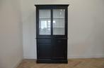 Zwarte winkelkast / vitrinekast met schuifdeuren 120 cm