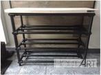 Schoenenrek zwarte steigerbuis met steigerhouten blad!, Info@hout-art.nl, Nieuw, Ophalen of Verzenden, Trendy