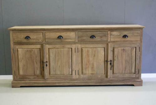 Tijdloos dressoir 200 cm breed Indoteak, Huis en Inrichting, Kasten | Dressoirs, Nieuw, 150 tot 200 cm, 25 tot 50 cm, Met lade(s)