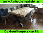 Industriele STEIGERHOUT Tafel Eettafel MET STALEN TAFELPOTEN, Ophalen, Nieuw, Teakhout