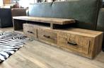 TV meubel Solid massief teakhout 223cm uit voorraad, Ophalen of Verzenden, Nieuw, Teakhout, 200 cm of meer